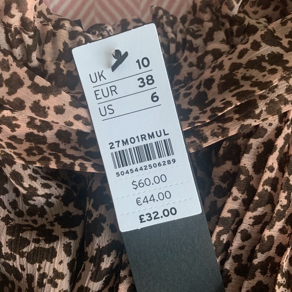 Women's Topshop Idol Leopard Print Ruffle Mini Skirt size 6 Brown and pink - Picture 5 of 6